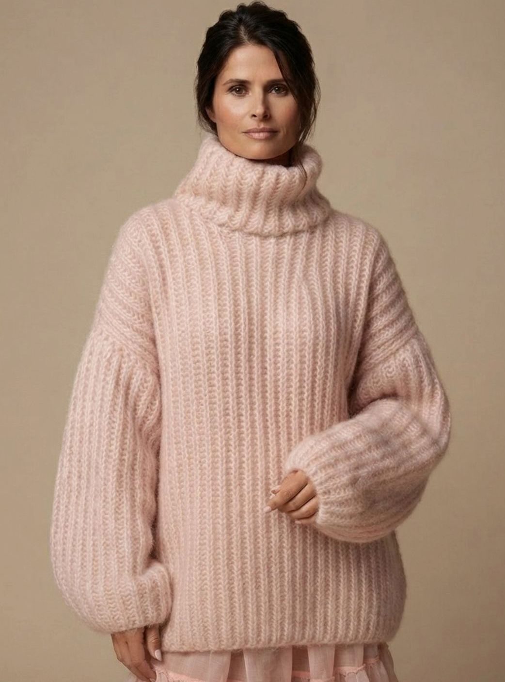 Priska | Damen Oversized Strickpullover mit Rollkragen