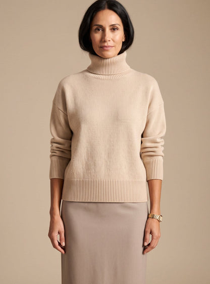 Sira | Damen Oversized Strickpullover mit Rollkragen