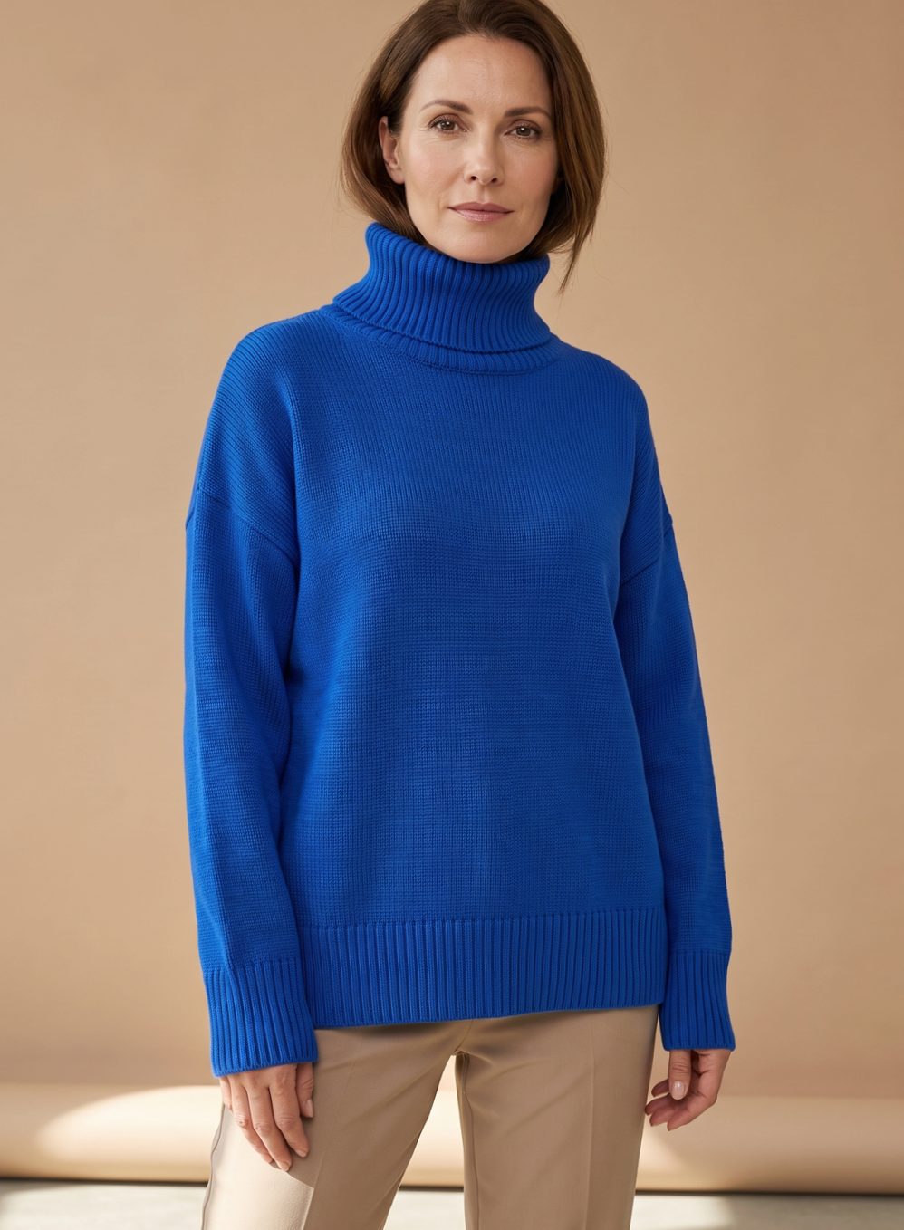 Sira | Damen Oversized Strickpullover mit Rollkragen