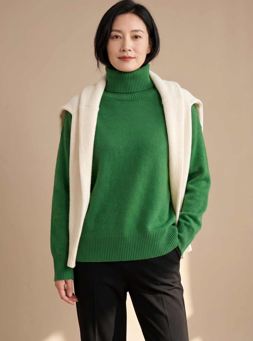 Sira | Damen Oversized Strickpullover mit Rollkragen