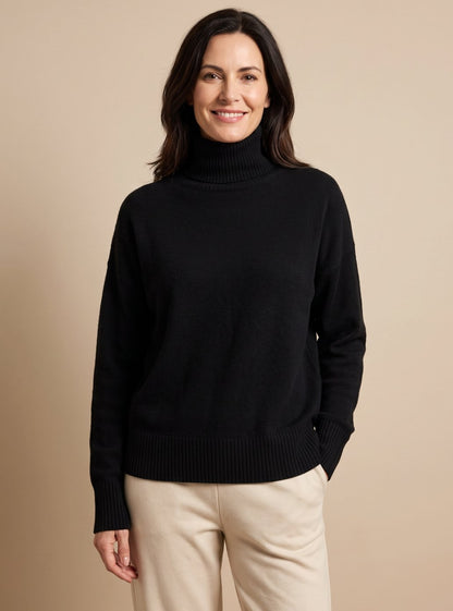 Sira | Damen Oversized Strickpullover mit Rollkragen