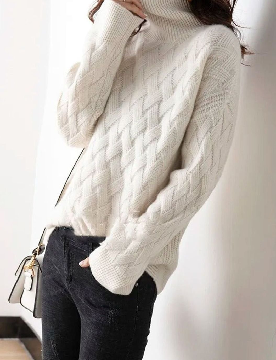 Charlotte | Damen Oversized Strickpullover mit Rollkragen