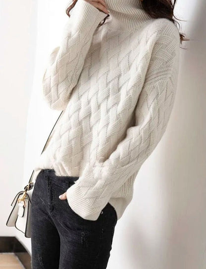 Charlotte | Damen Oversized Strickpullover mit Rollkragen