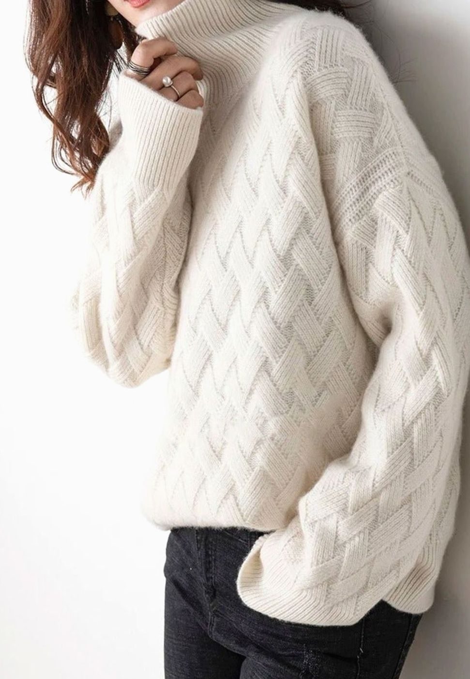 Charlotte | Damen Oversized Strickpullover mit Rollkragen