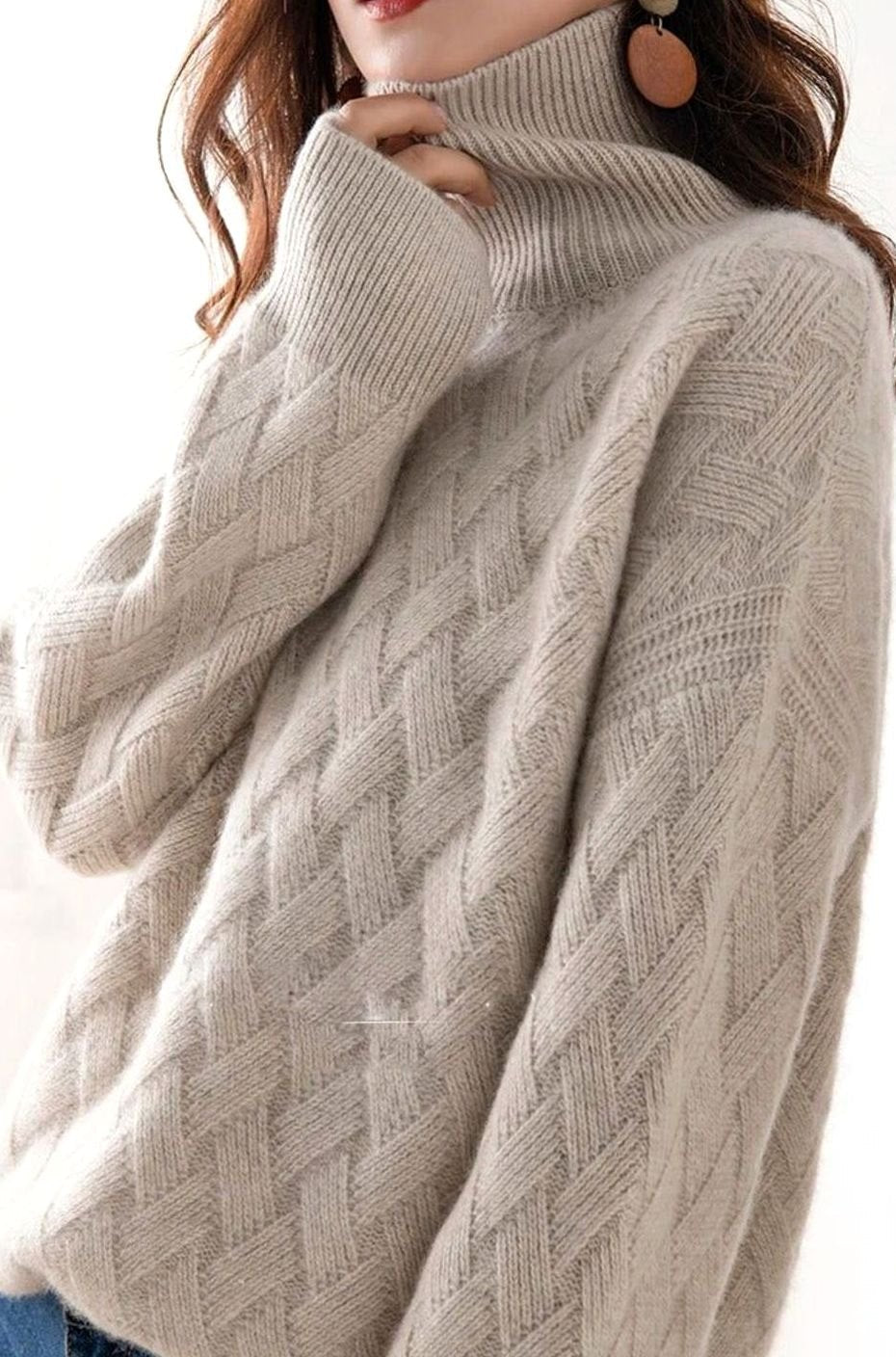 Charlotte | Damen Oversized Strickpullover mit Rollkragen