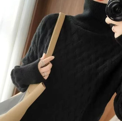 Charlotte | Damen Oversized Strickpullover mit Rollkragen