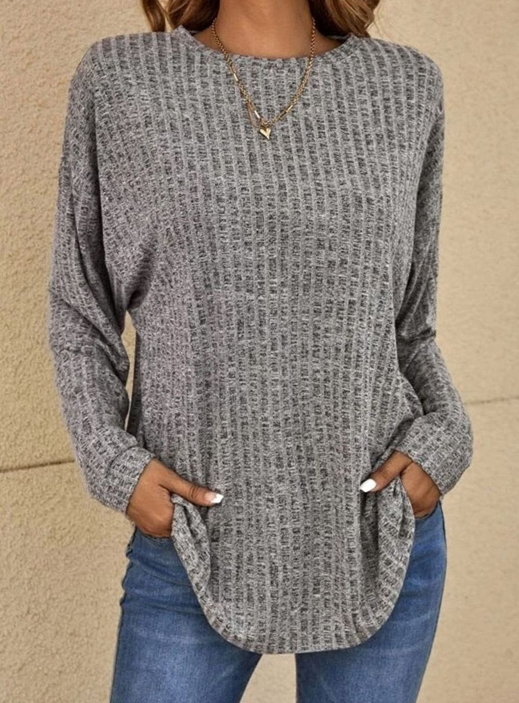 Emilia | Damen Oversized Strickpullover mit Rundhals