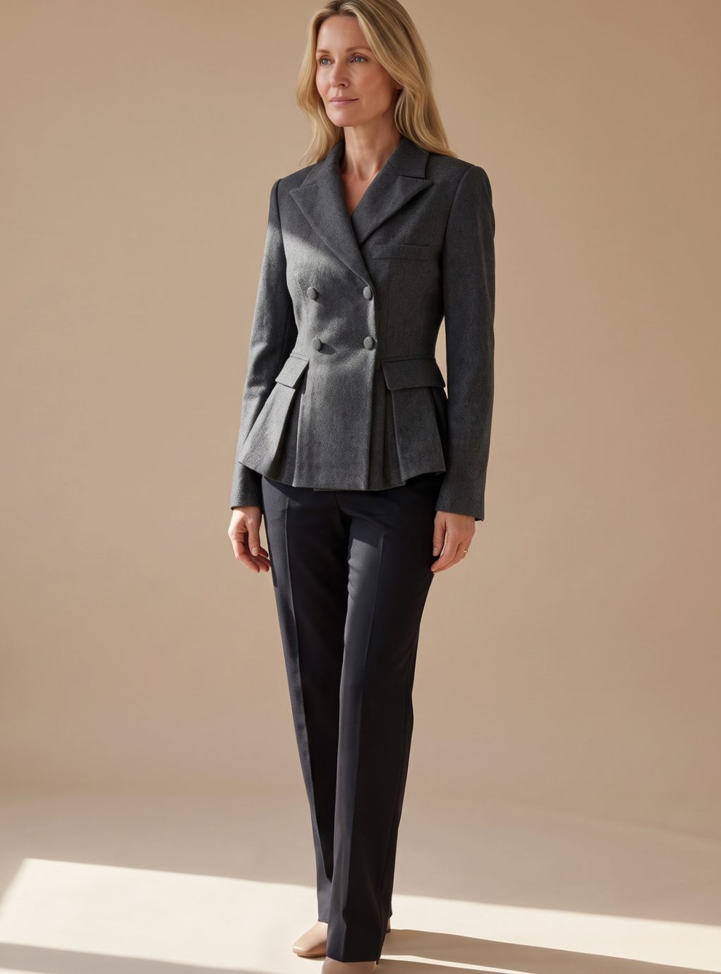 Stefanie | Damen taillierter Peplum-Blazer doppelreihig