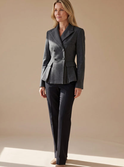 Stefanie | Damen taillierter Peplum-Blazer doppelreihig