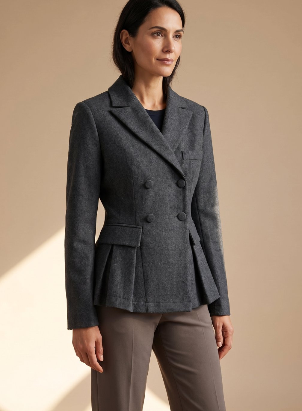 Stefanie | Damen taillierter Peplum-Blazer doppelreihig