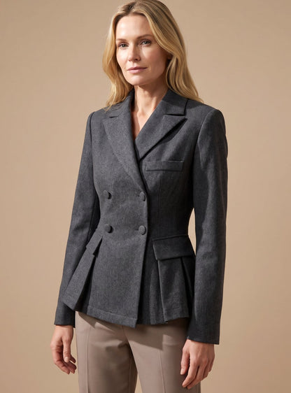 Stefanie | Damen taillierter Peplum-Blazer doppelreihig
