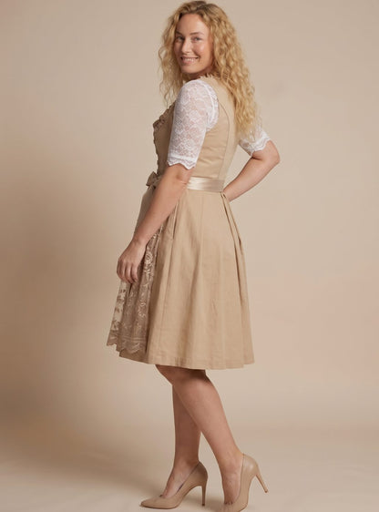 Chiara | Damen knielanges Trachten-Dirndl mit Spitzenbluse