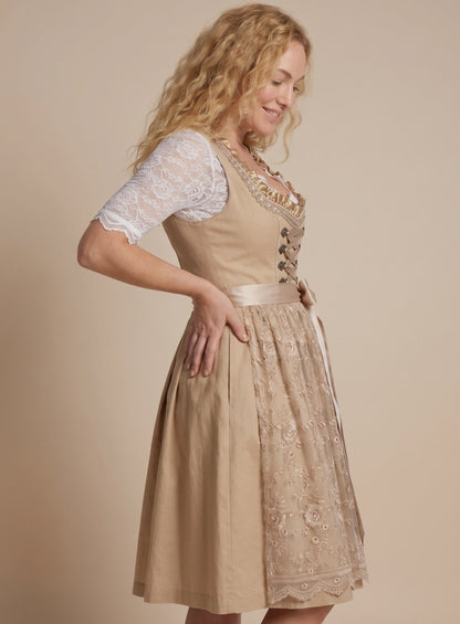 Chiara | Damen knielanges Trachten-Dirndl mit Spitzenbluse