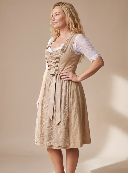 Chiara | Damen knielanges Trachten-Dirndl mit Spitzenbluse