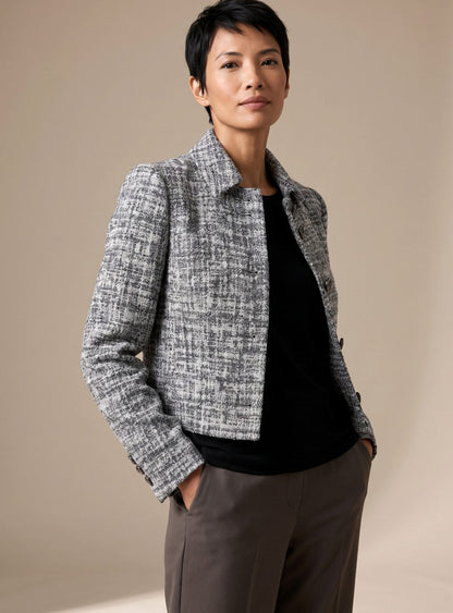 Celine | Damen Tweed Zweiteiler mit Blazer und Weithose