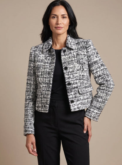 Celine | Damen Tweed Zweiteiler mit Blazer und Weithose