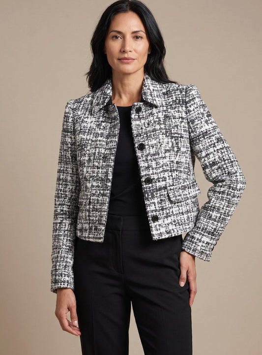 Celine | Damen Tweed Zweiteiler mit Blazer und Weithose