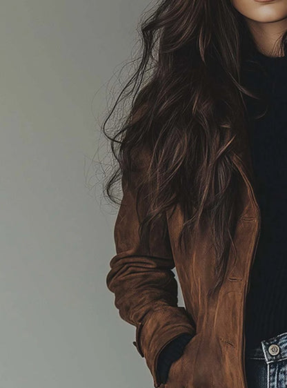 Anja | Damen Vintage Trenchcoat in Wildleder-Optik