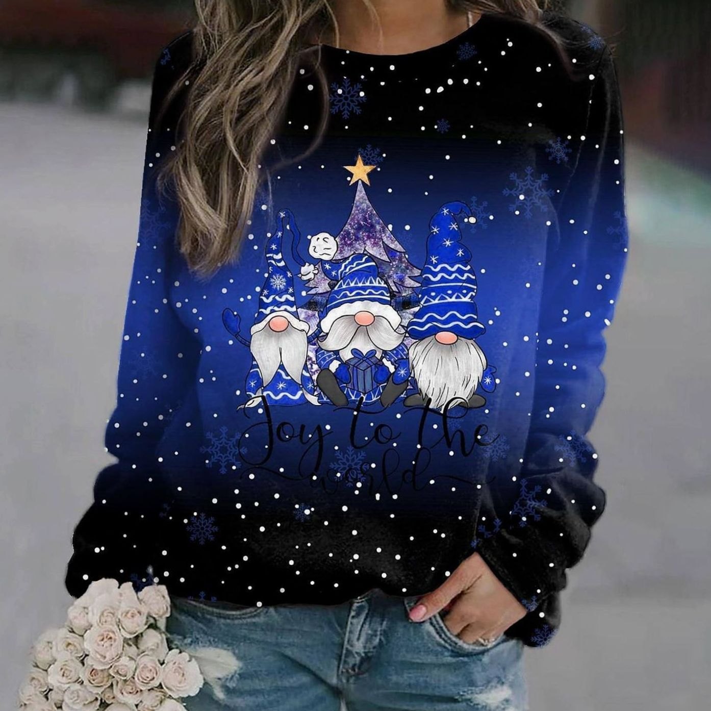 Hannah | Damen Weihnachts-Strickpullover mit Rundhals