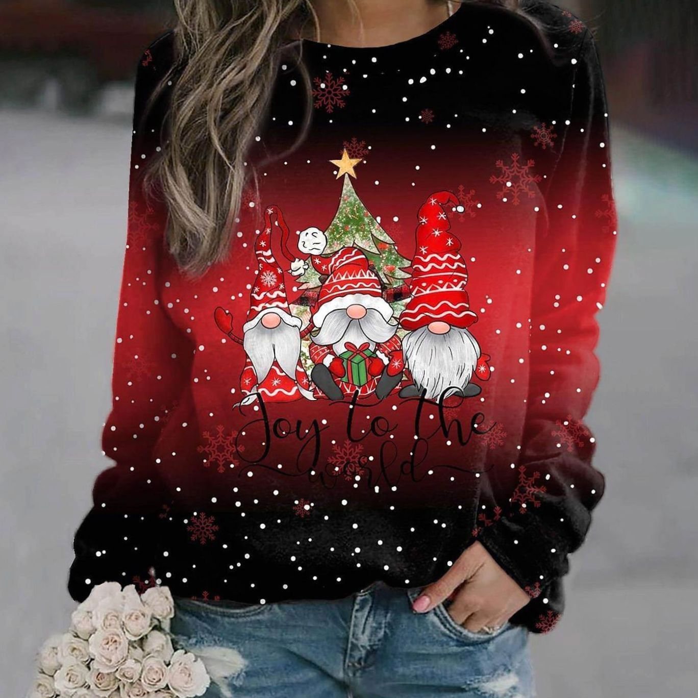 Hannah | Damen Weihnachts-Strickpullover mit Rundhals
