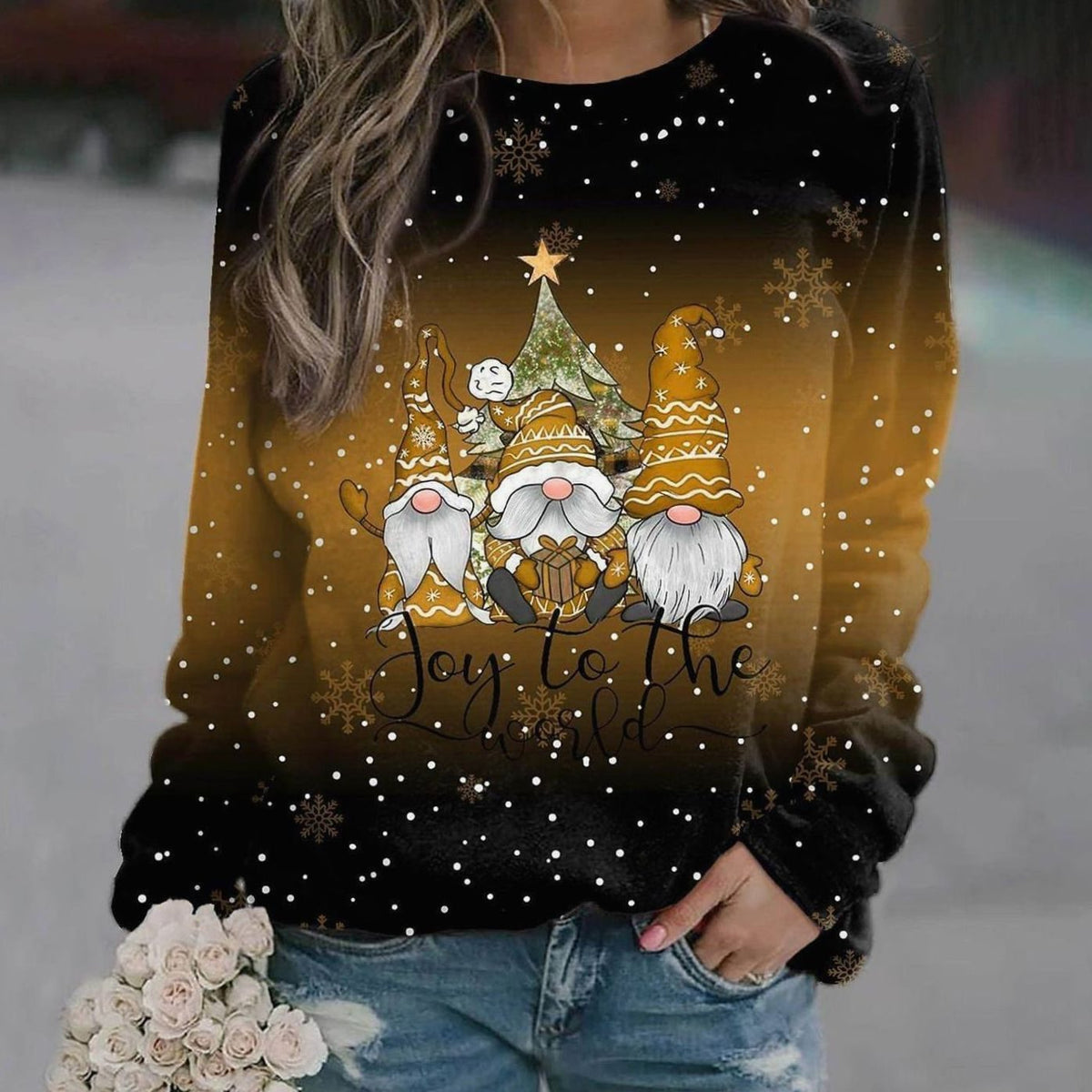 Hannah | Damen Weihnachts-Strickpullover mit Rundhals