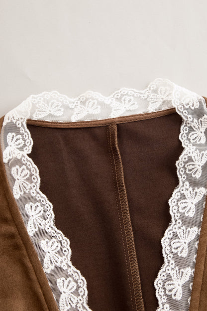 Marisa | Damen Western Spitzenbluse mit V-Ausschnitt und Langarm