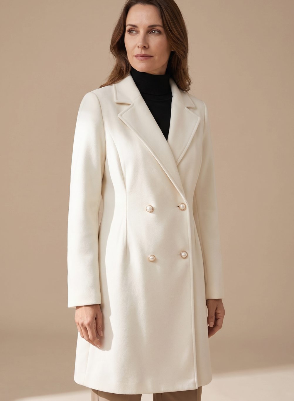 Elisa | Damen zweireihiger Wollmantel in A-Linie