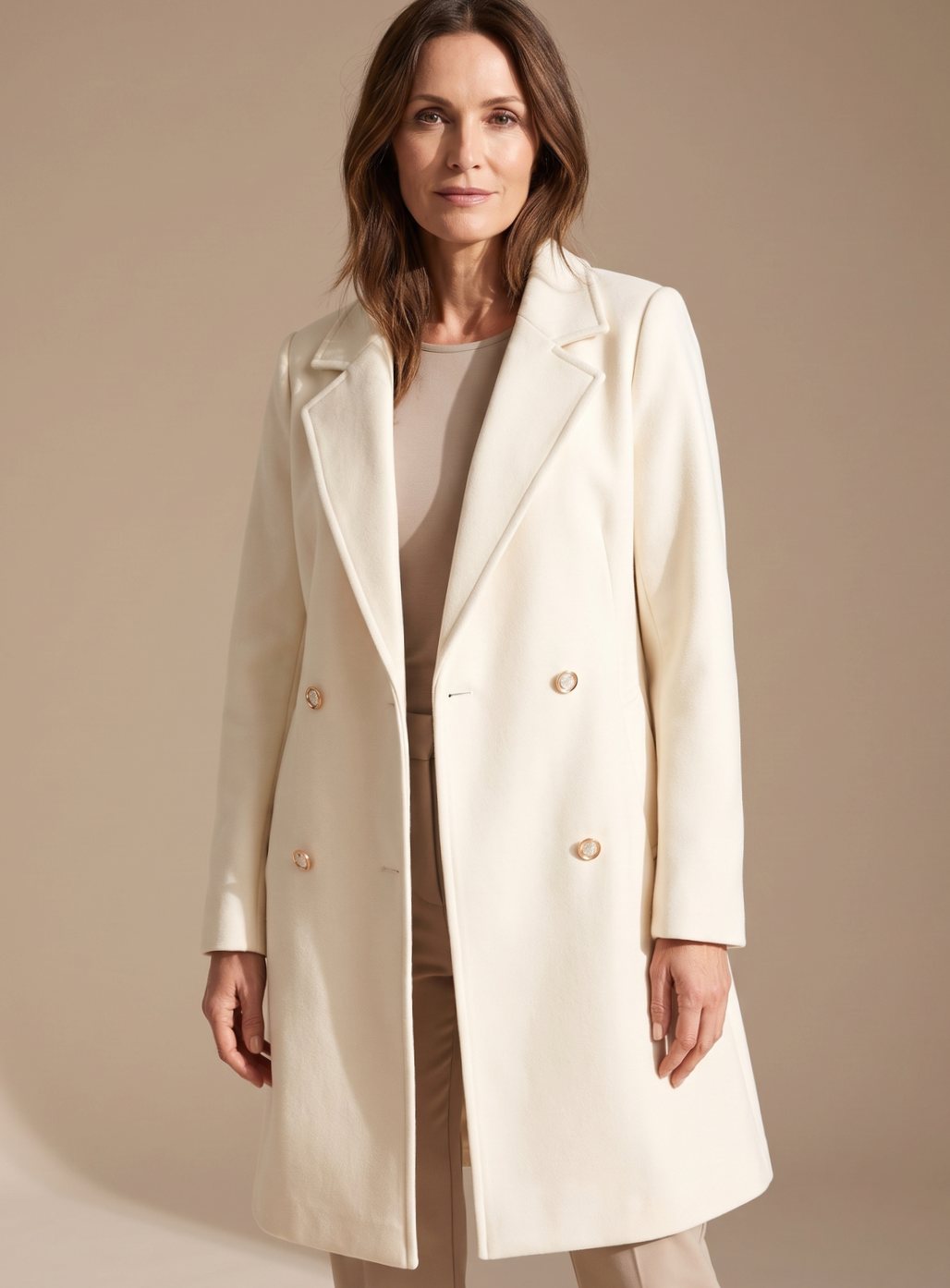 Elisa | Damen zweireihiger Wollmantel in A-Linie