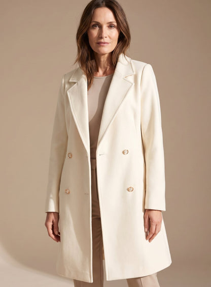 Elisa | Damen zweireihiger Wollmantel in A-Linie