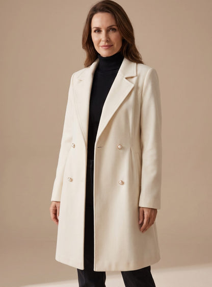 Elisa | Damen zweireihiger Wollmantel in A-Linie