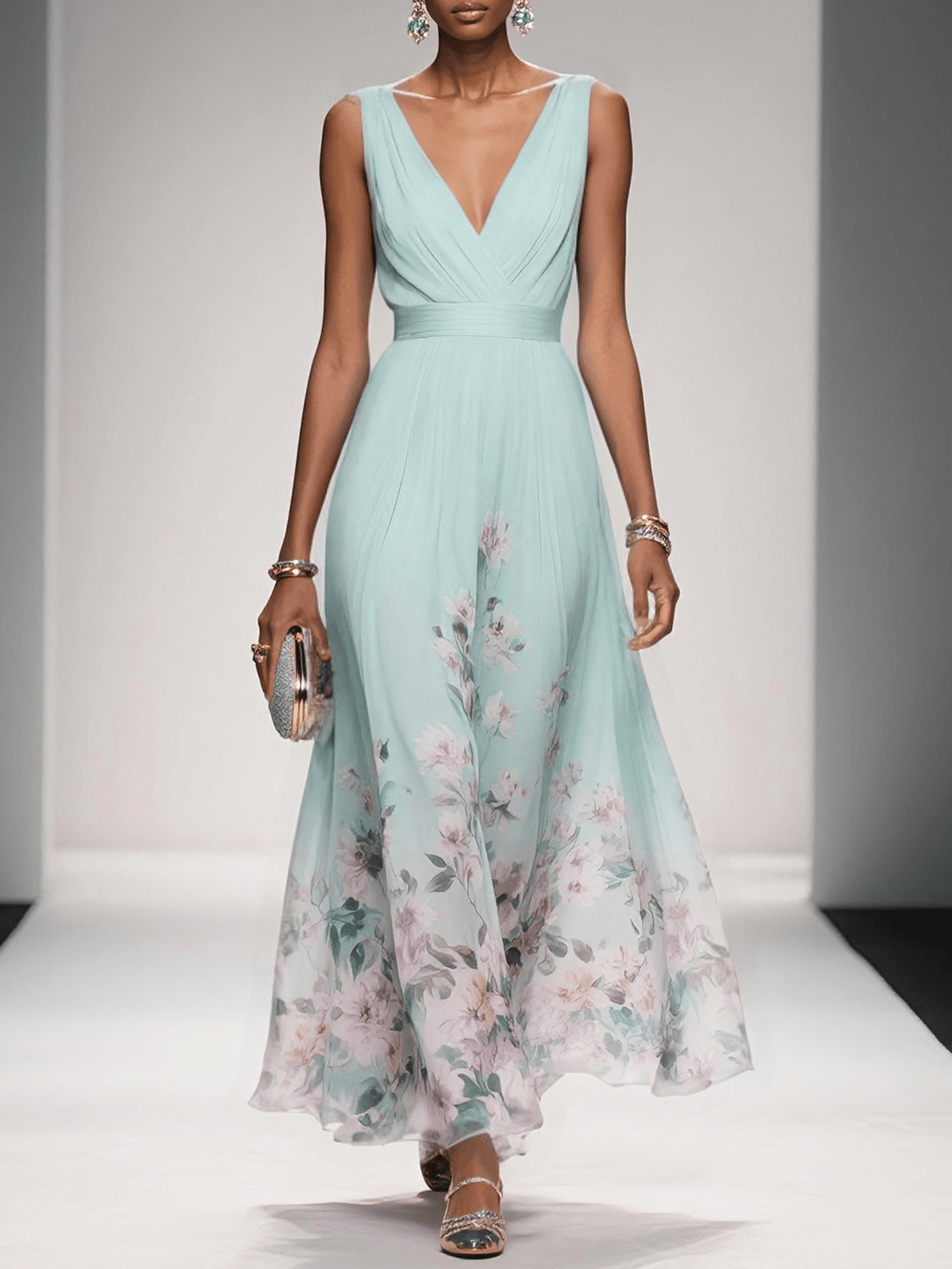Emira | Women's Maxi Dress with Floral Print and Sleeveless Design
