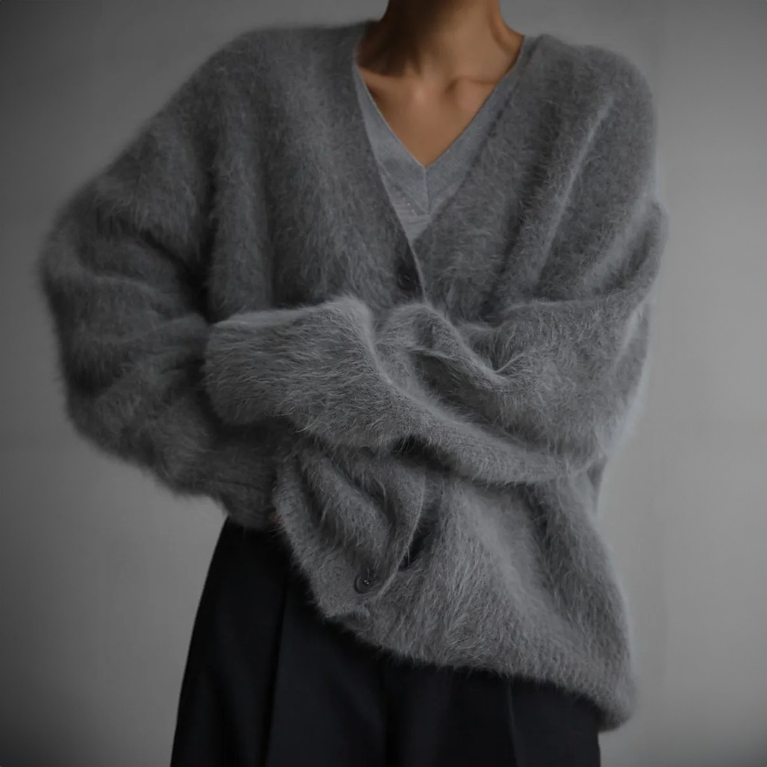 Sandra | Damen Oversized-Strickjacke mit Knöpfen