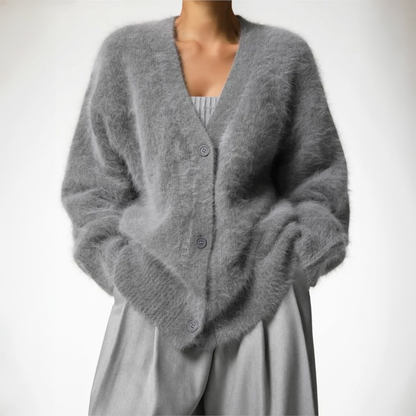 Sandra | Damen Oversized-Strickjacke mit Knöpfen