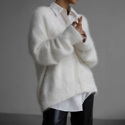 Sandra | Damen Oversized-Strickjacke mit Knöpfen