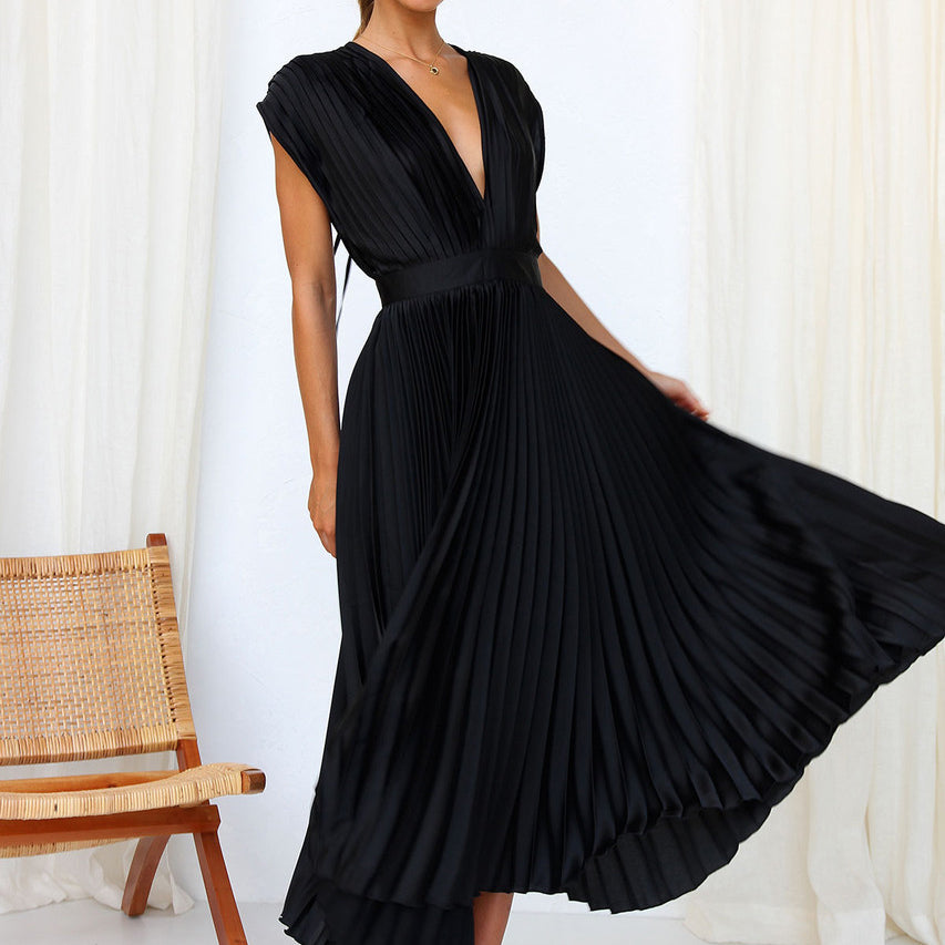 Elinor | Midikleid für Damen mit Falten & V-Ausschnitt