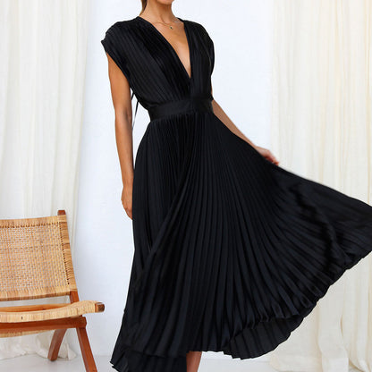 Elinor | Midikleid für Damen mit Falten & V-Ausschnitt