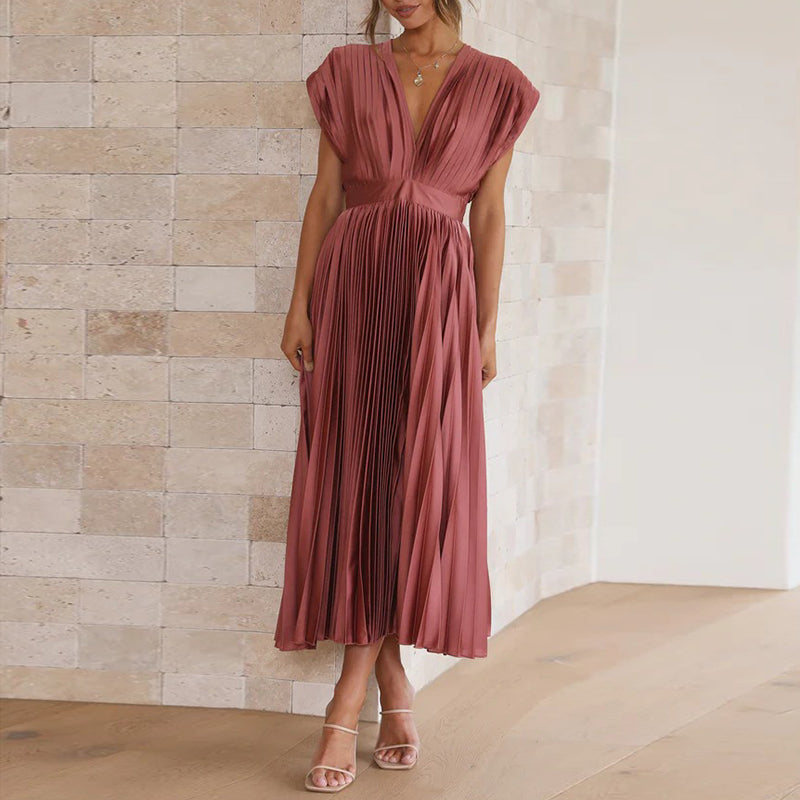 Elinor | Midikleid für Damen mit Falten & V-Ausschnitt