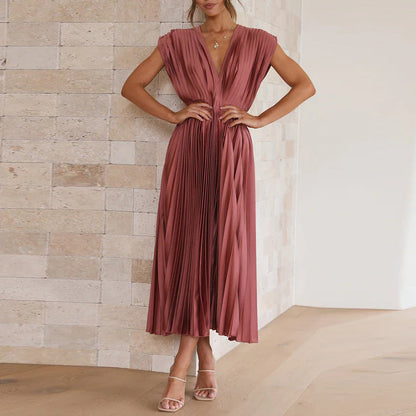 Elinor | Midikleid für Damen mit Falten & V-Ausschnitt