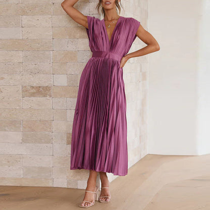 Elinor | Midikleid für Damen mit Falten & V-Ausschnitt