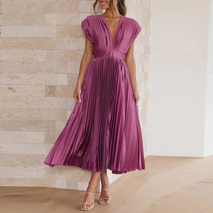 Elinor | Midikleid für Damen mit Falten & V-Ausschnitt
