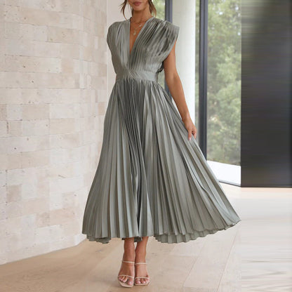 Elinor | Midikleid für Damen mit Falten & V-Ausschnitt