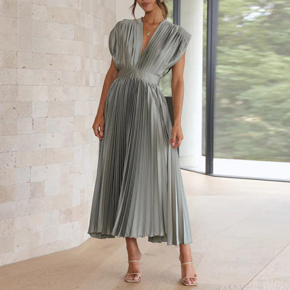 Elinor | Midikleid für Damen mit Falten & V-Ausschnitt