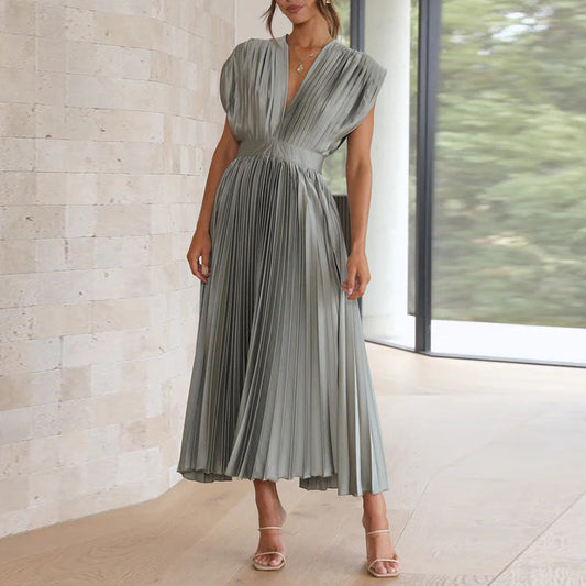 Elinor | Midikleid für Damen mit Falten & V-Ausschnitt