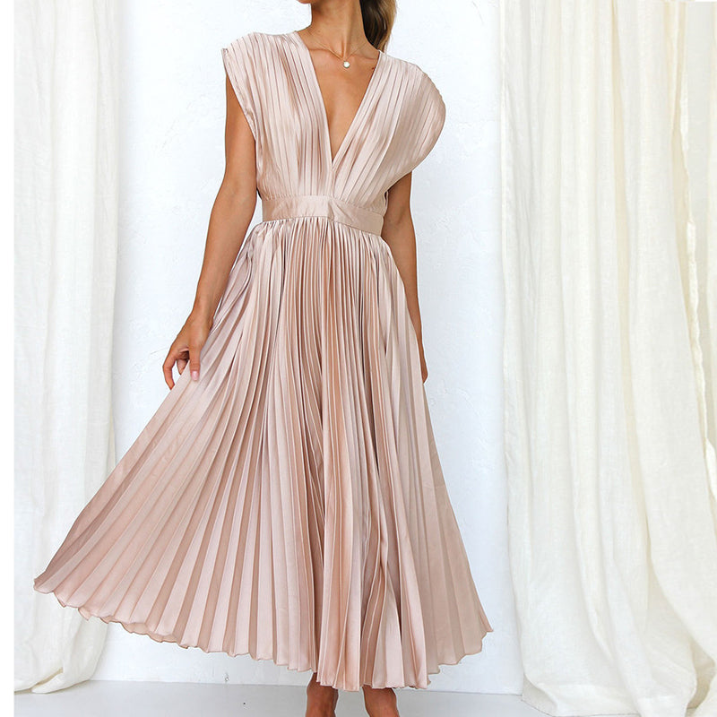 Elinor | Midikleid für Damen mit Falten & V-Ausschnitt