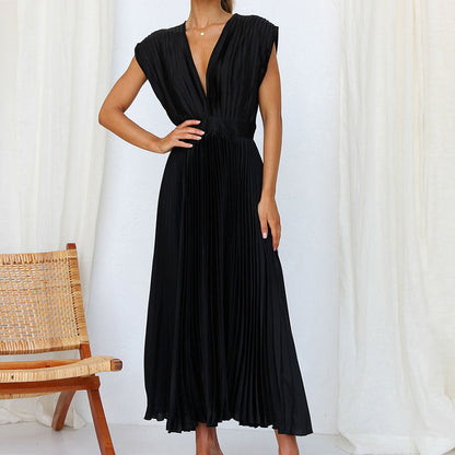 Elinor | Midikleid für Damen mit Falten & V-Ausschnitt