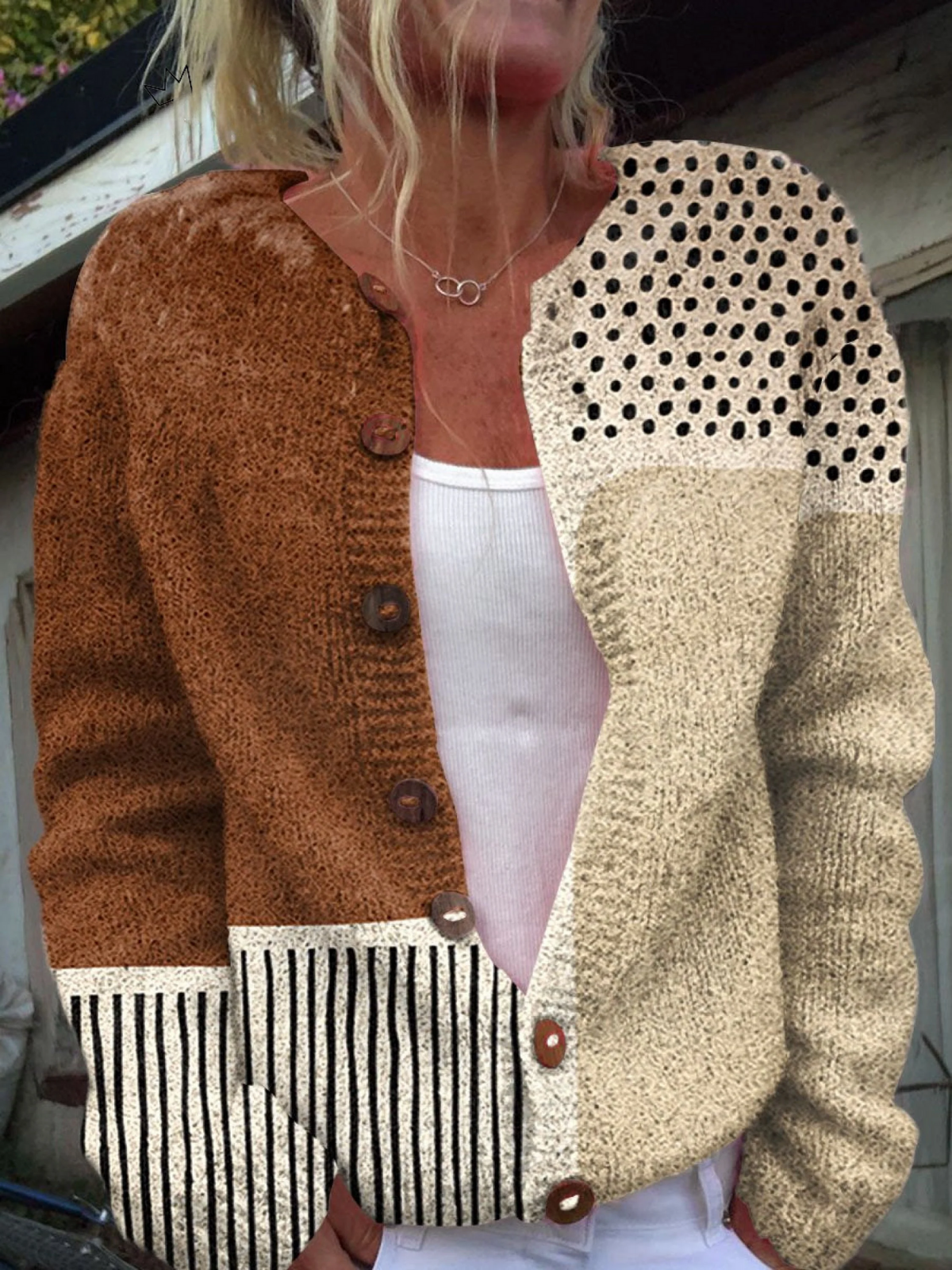 Heidi | Damen Strickjacke im Patchwork-Design