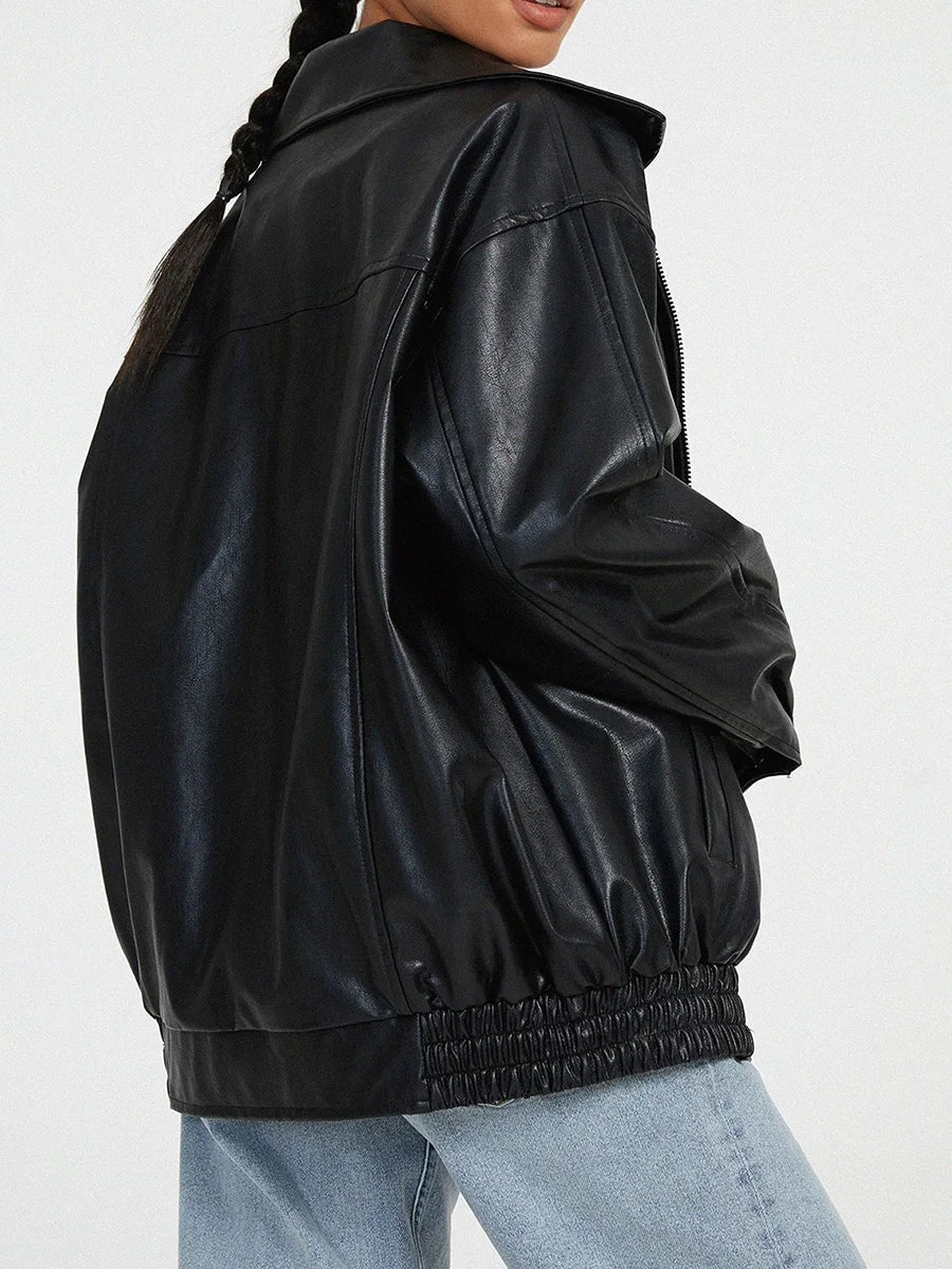 Elsbeth | Bomber oversize in pelle dal design alla moda