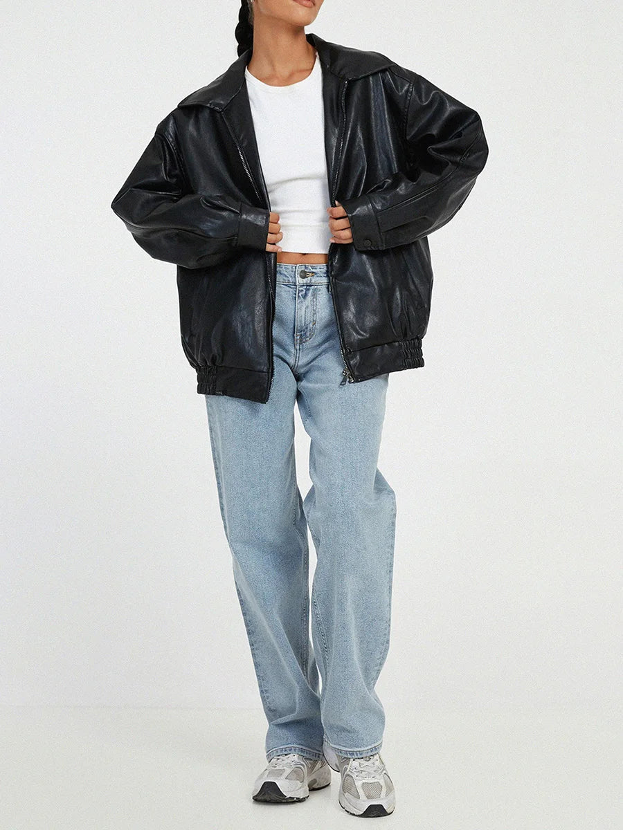 Elsbeth | Bomber oversize in pelle dal design alla moda