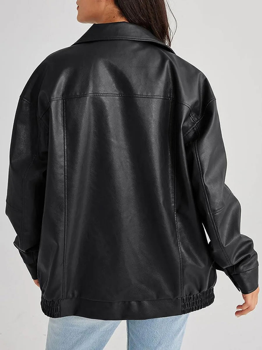 Elsbeth | Bomber oversize in pelle dal design alla moda
