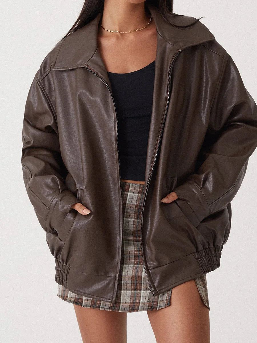 Elsbeth | Bomber oversize in pelle dal design alla moda